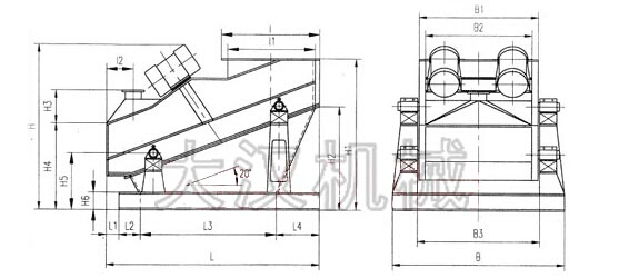 礦用振動(dòng)篩外形示意圖 礦用振動(dòng)篩外形示意圖